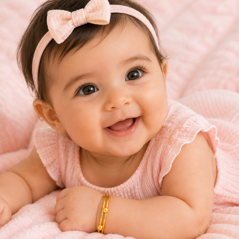 Elegant 22K Yellow Gold Adjustable Baby Bangle Set of Two for Growing Little Ones