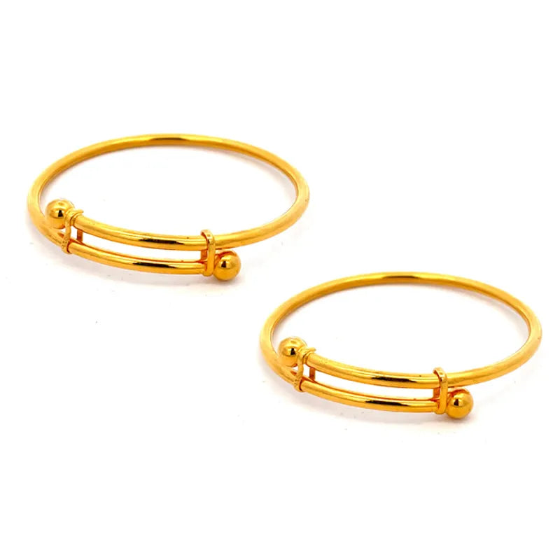 Set of two adjustable 22K yellow gold baby bangles for everyday wear