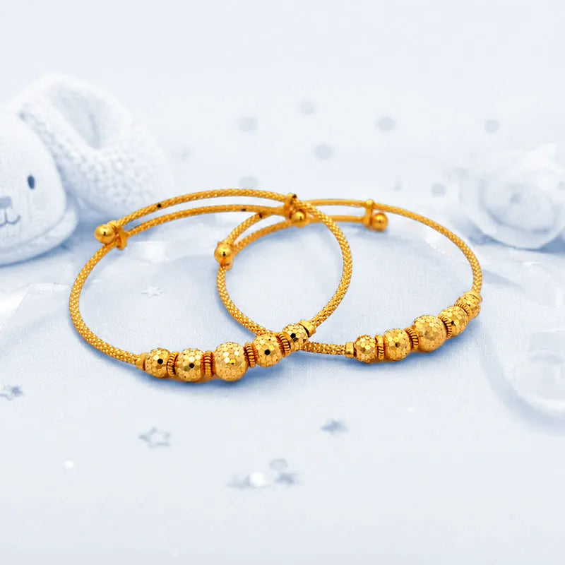 Elegant 22K Yellow Gold Smooth Baby Bangles for Cherished Keepsakes