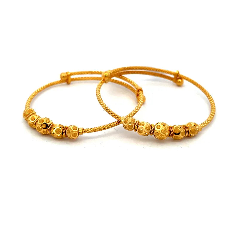 Elegant 22K Yellow Gold Baby Bangle Set for Delicate Wrists