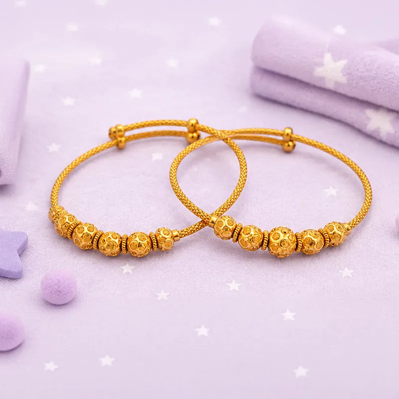 Elegant 22K Yellow Gold Baby Bangle Set for Delicate Wrists