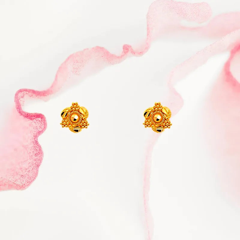 Elegant 22k Yellow Gold Triangle Micro Stud Earrings with Secure Screw Back