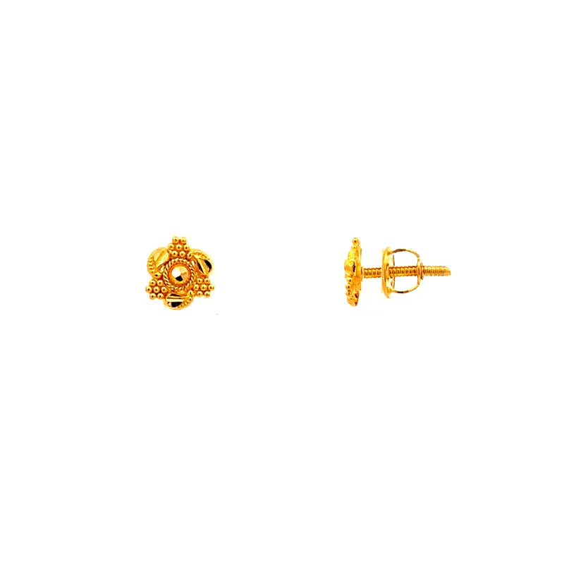 Elegant 22k Yellow Gold Triangle Micro Stud Earrings with Secure Screw Back