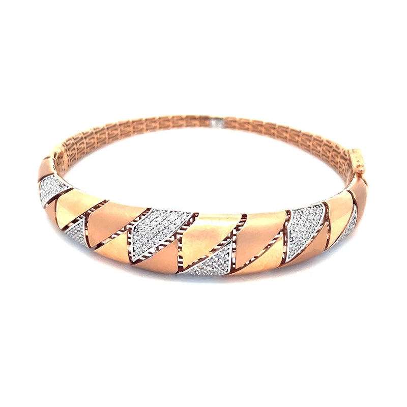 18K Rose Gold Bangle Bracelet with Sparkling Stones for Elegant Style