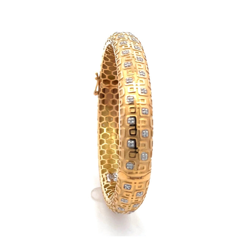18K Two Tone Gold Bangle Bracelet Elegant Timeless Design for Women