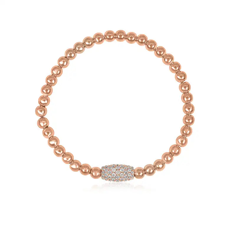 18K Rose Gold beads Bracelet with Diamonds