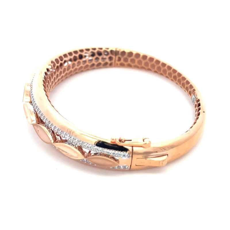 Elegant 18K Rose Gold Bangle Bracelet with Sparkling CZ Accents for Women