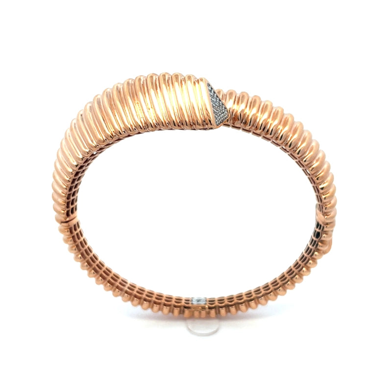 18K Rose Gold Bangle Bracelet with Sparkling CZ Stones for Effortless Style