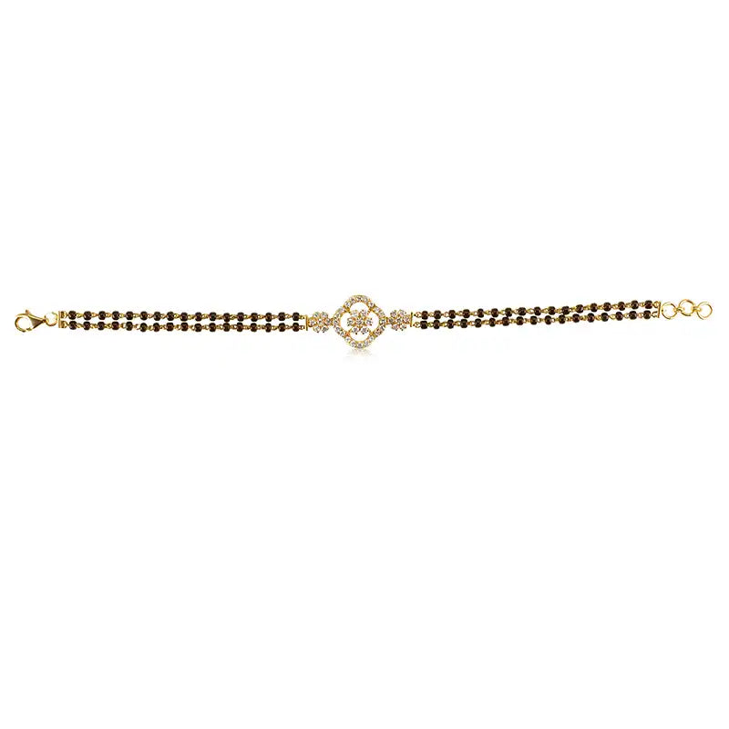 18K Gold Diamond Bracelet with black beads