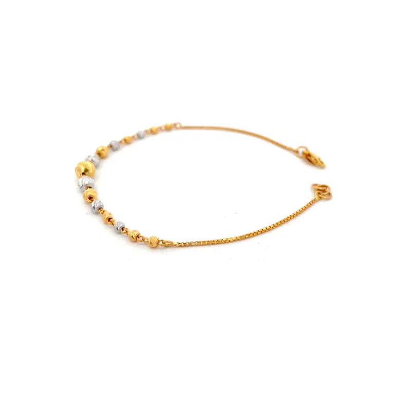 Elegant 22k Two Tone Gold Bracelet 7.3 Inch for Everyday or Special Occasions