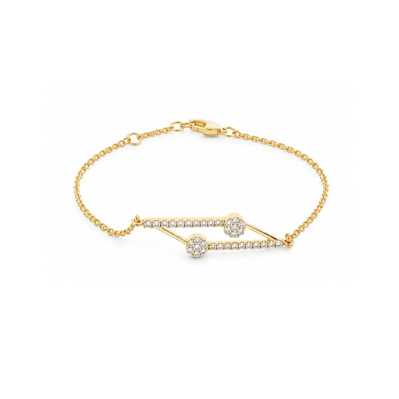 Elegant 18K yellow gold dainty bracelet with sparkling diamonds