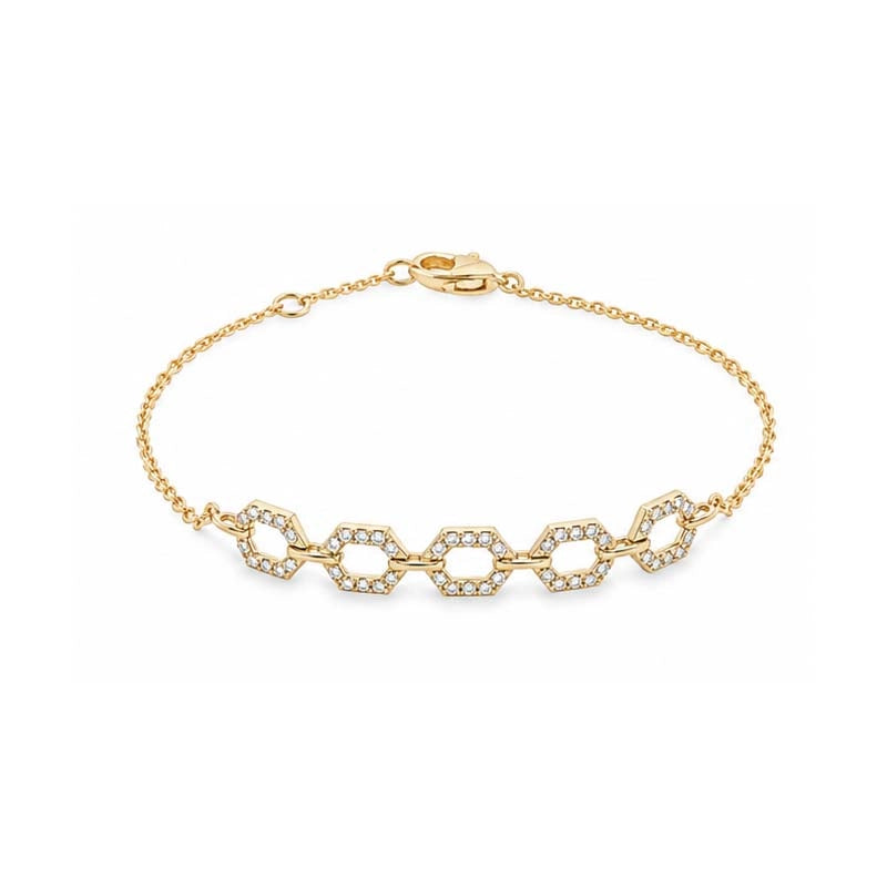 Delicate 18K yellow gold bracelet adorned with sparkling diamonds for women