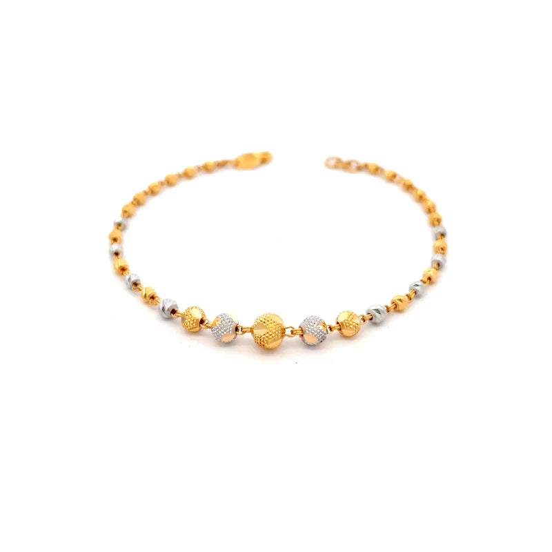 Beautiful 22k Two Tone Gold Bracelet for Women Size 7.3 Inch