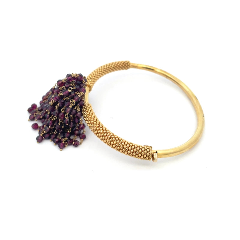 Elegant 18K Yellow Gold Bangle Bracelet for Women with Gemstone Accents