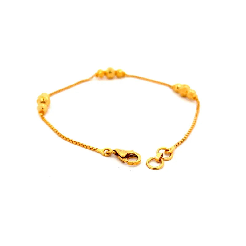 22K Two-Toned Gold and Black Beaded Circle Pendant Bracelet