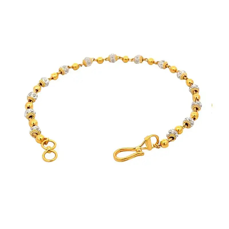 Elegant 22K Two Tone Gold Bracelet 7.5 Inch for Women