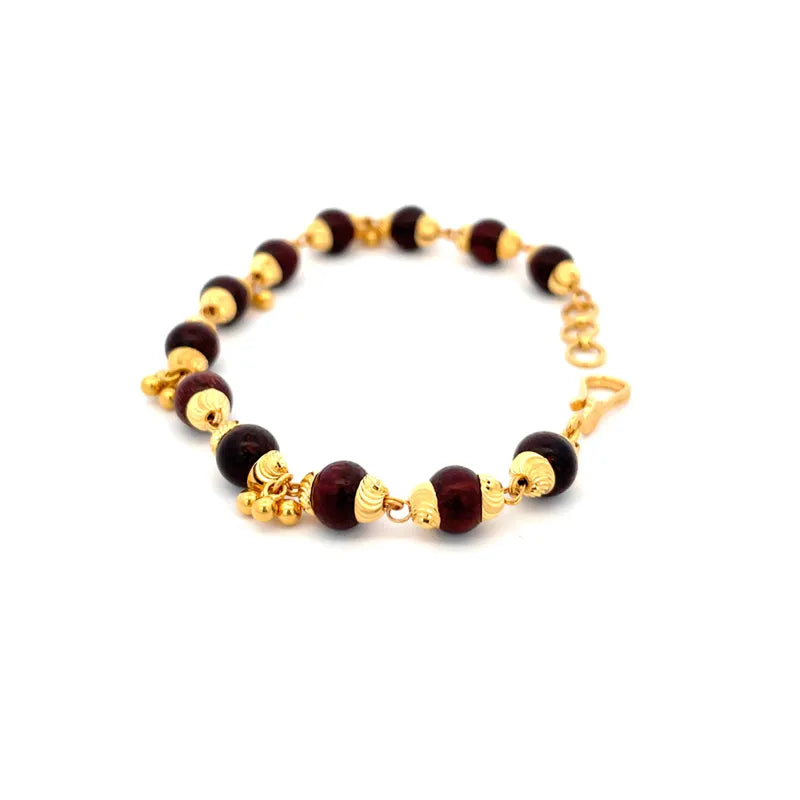 Tulsi beads and Gold Bracelet - 7.4 inch