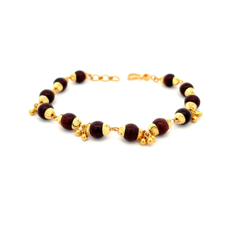 Tulsi beads and Gold Bracelet - 7.4 inch