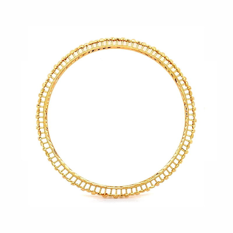 Beaded Thin Gold Bangles Set of 6, Size 2.6