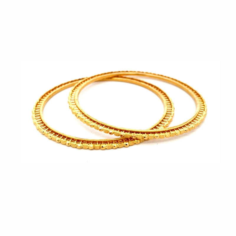 Beaded Thin Gold Bangles Set of 6, Size 2.6