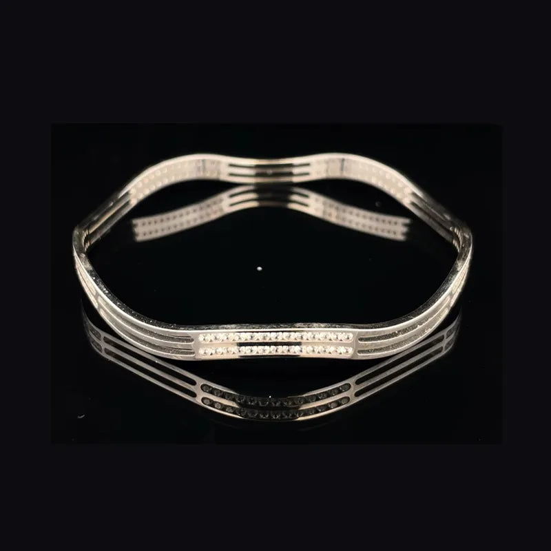 White Gold bangles with CZ - Set of 2, Size 2.6