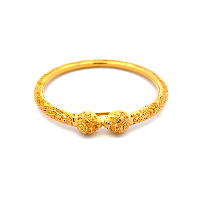 22K Yellow Gold Kada Bangles -Size 2.6
