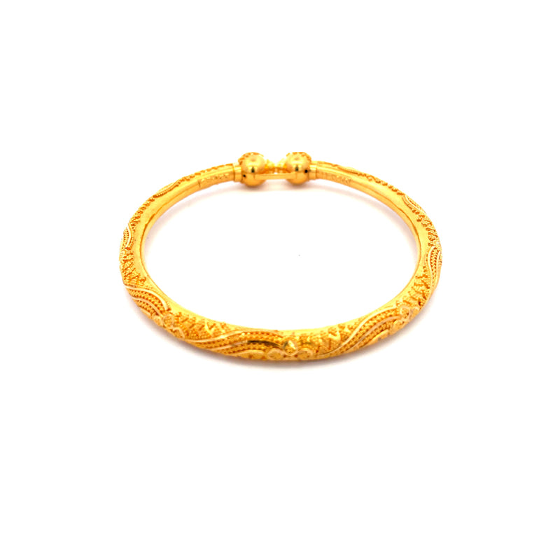 22K Yellow Gold Kada Bangles -Size 2.6
