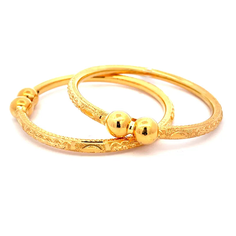 Elegant 22K Yellow Gold Bangle Set of Two for Women Size 2.5