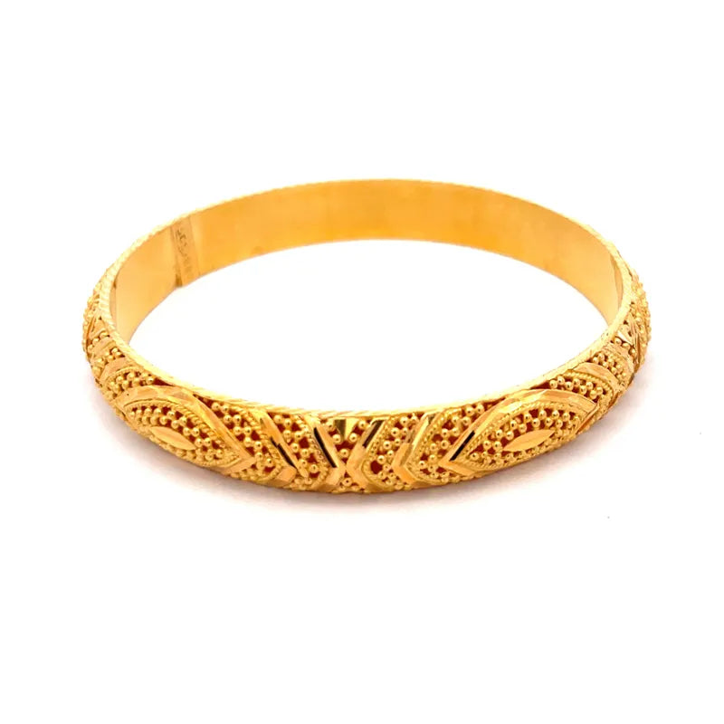 Elegant 22K Yellow Gold Bangle Set for Women with Intricate Detailing Size 2.5
