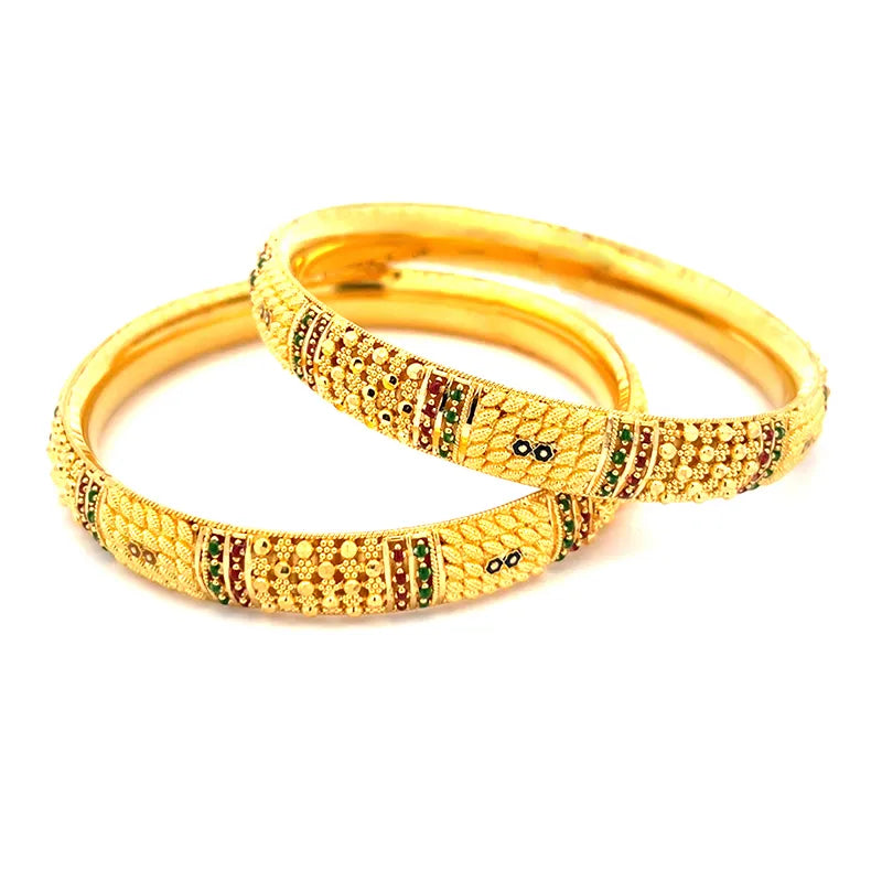22K Gold Bangle Set of 2 - Size 2.5