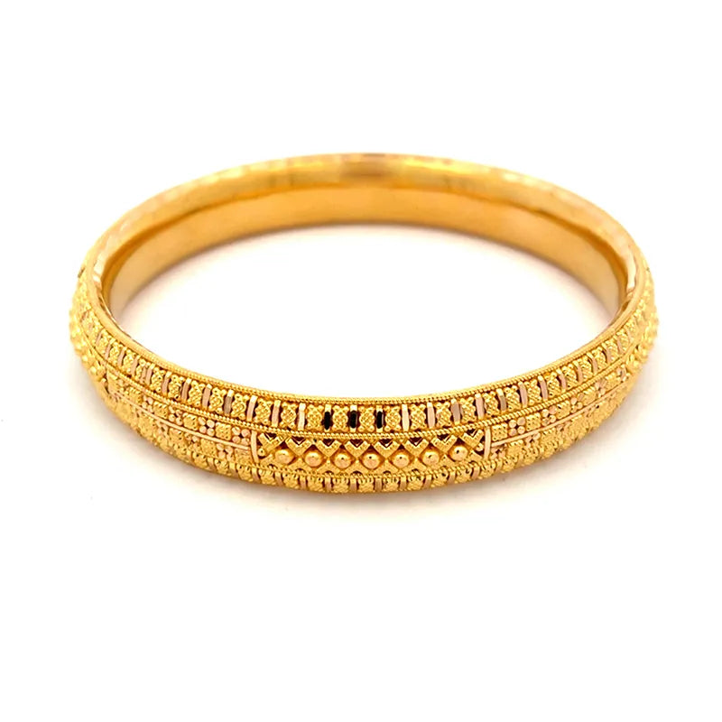 Elegant 22K Yellow Gold Bangle Set for Women size 2.4