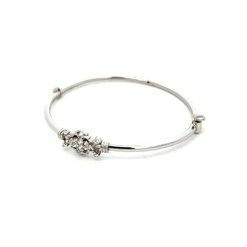 18K White Gold Cluster Motif Bangle