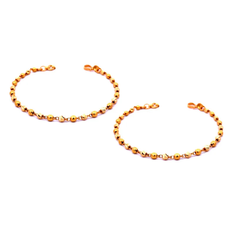 Elegant 22K Yellow Gold Baby Bracelets Set of Two for Little Ones