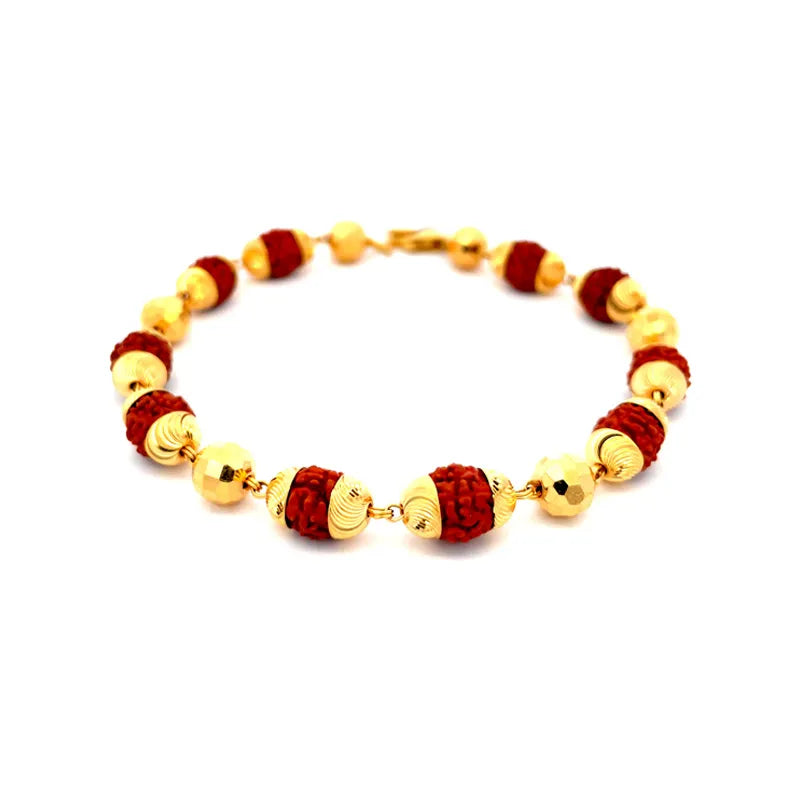 22K Gold Rudraksh Bracelet - Size 9 inch