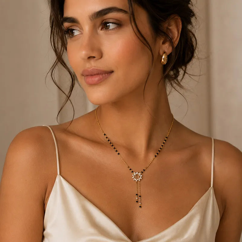 Graceful Diamond Pendant Mangalsutra in 18K Gold