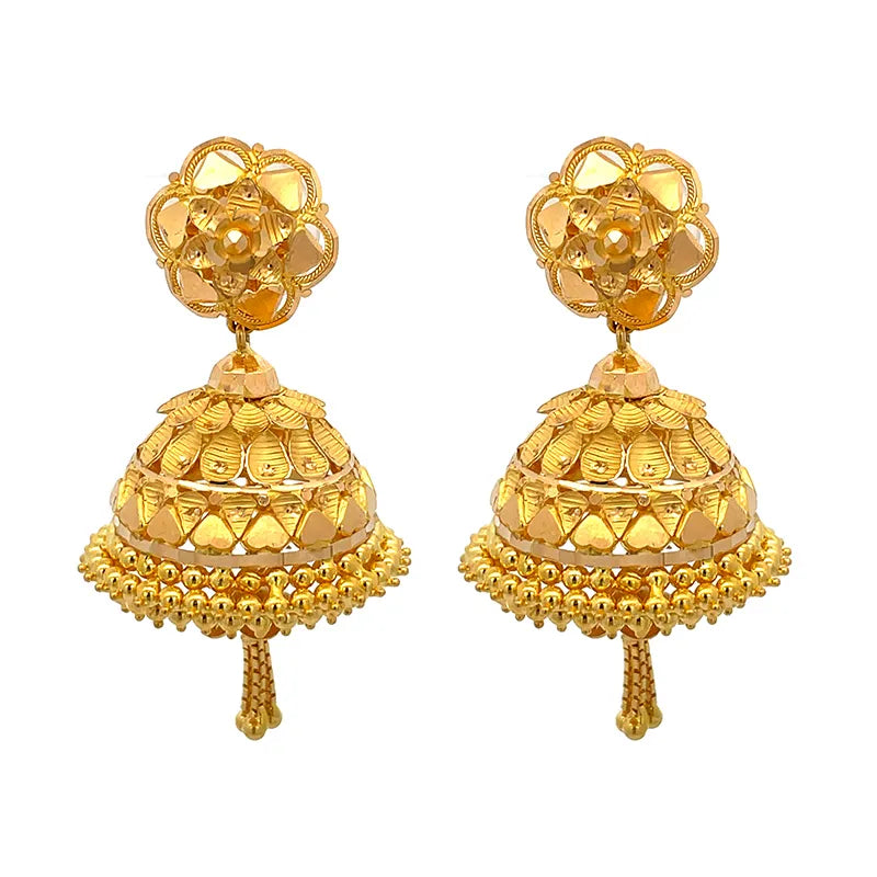 Elegant 22K Yellow Gold Two-in-one Golden Bell Earrings for Women