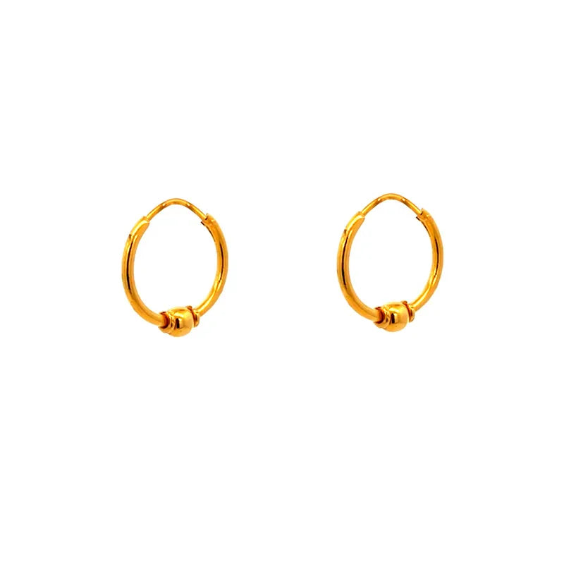 Beautiful 22K yellow gold hoop earrings, elegant classic design for versatile wear