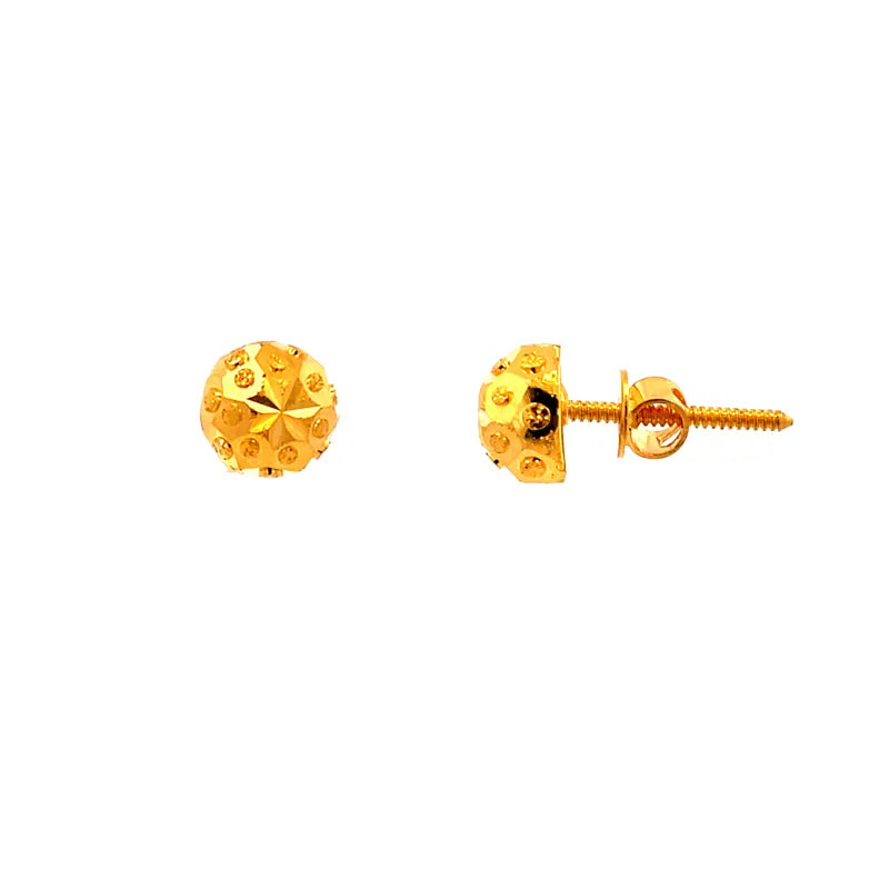 Elegant 22k Yellow Gold Classic Stud Earrings with Secure Screw Back Closure