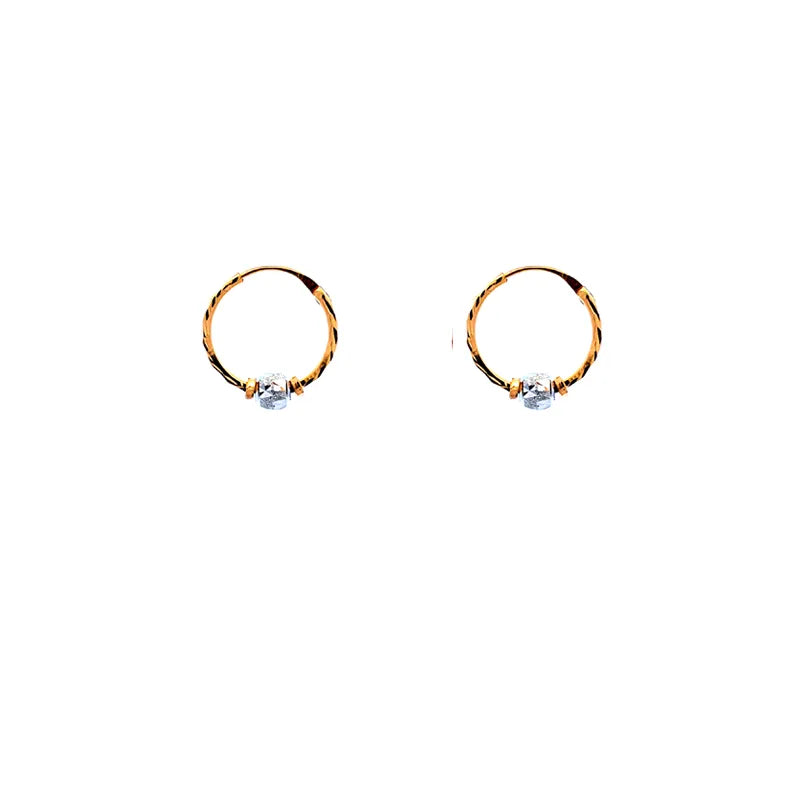 22K Gold Hoops with center bead design