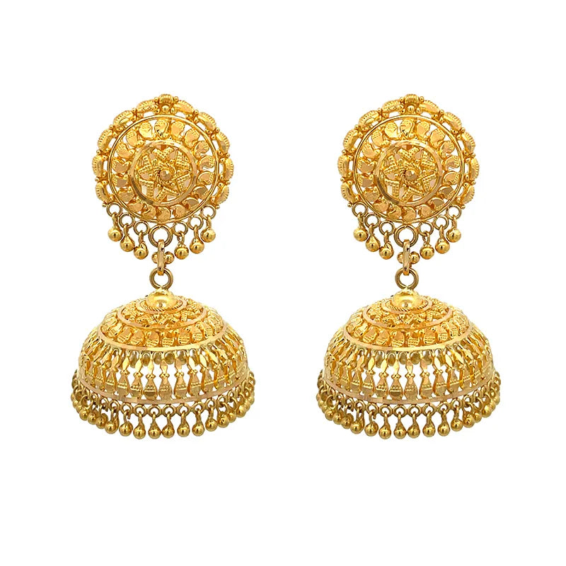 Traditional Gold Jhumka with Cascading Bells
