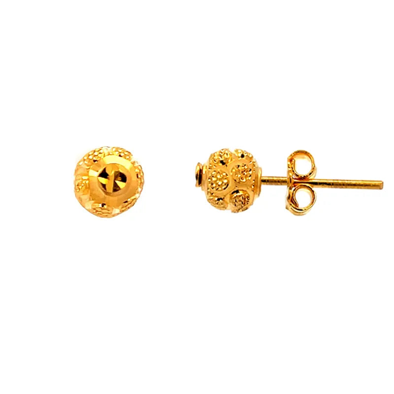 Classic 22k Yellow Gold Push Back Stud Earrings Elegant Everyday Jewelry
