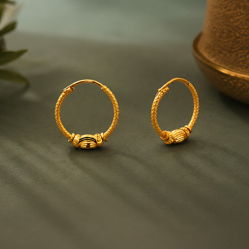 Timeless Round Hoop Earrings in 22K Gold- 18 mm