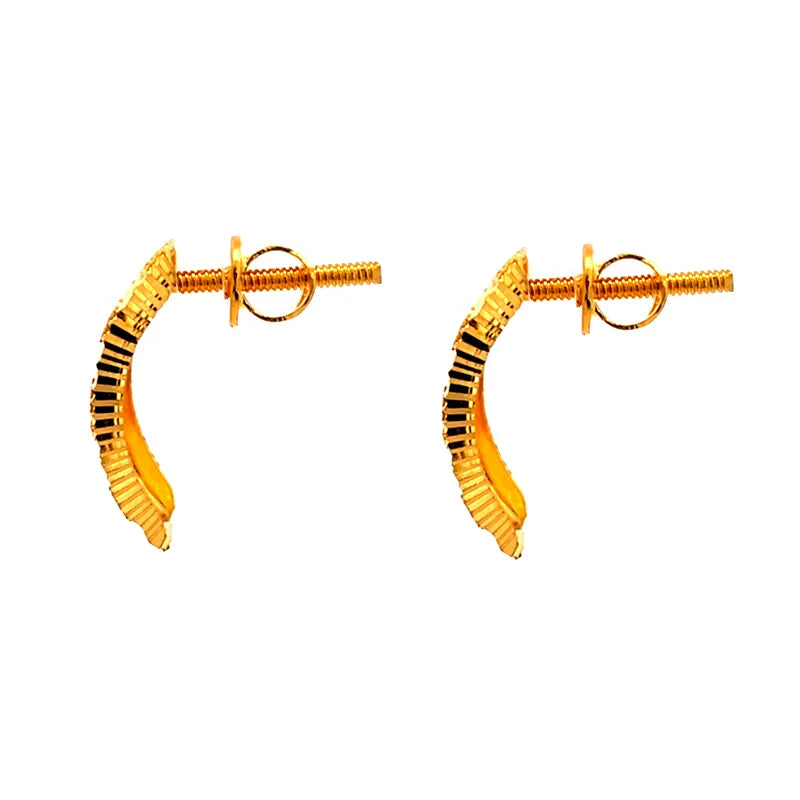 Elegant 22k Yellow Gold Stud Earrings with Secure Screw Back Closure for Everyday Wear