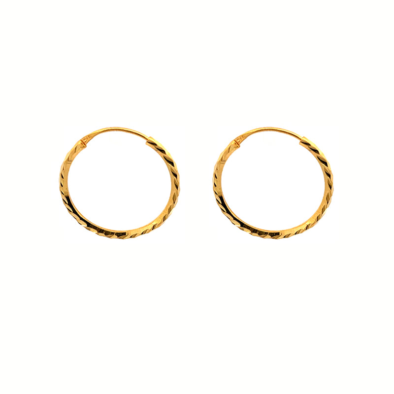 Bold 22K Yellow Gold Hoop Earrings - Diameter 2.3 inch