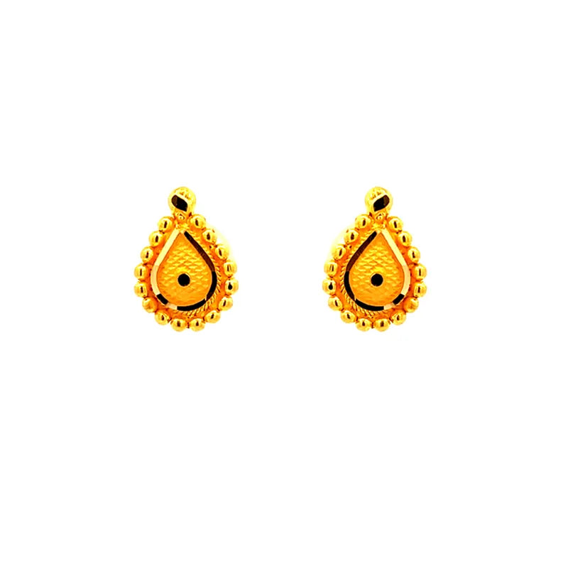 Elegant 22K Yellow Gold Pear Drop Stud Earrings with Secure Screw Back