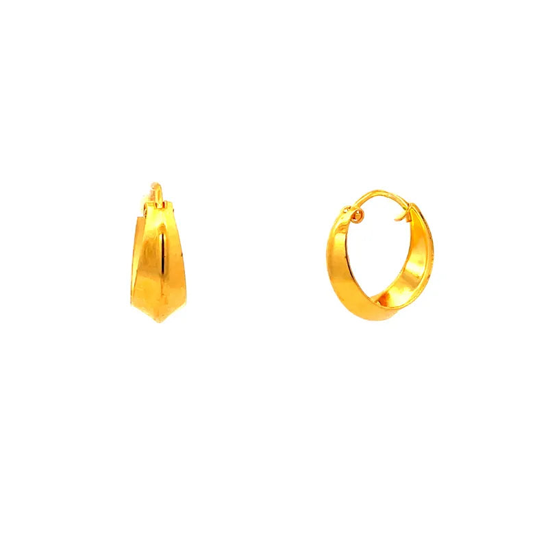 Elegant 22 Karat Gold Huggies Earrings 15mm Diameter Classic Everyday Jewelry