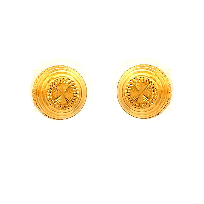 Classic 22k Yellow Gold Round Stud Earrings with Secure Screw Backs for Everyday Elegance