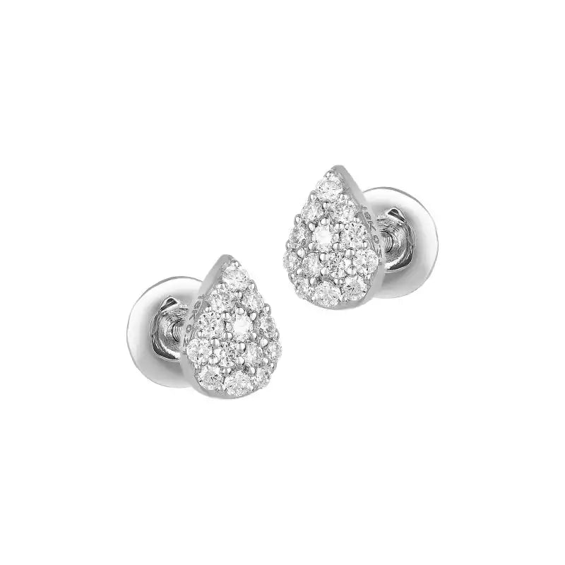 18K White Gold Diamond Teardrop Stud Earrings
