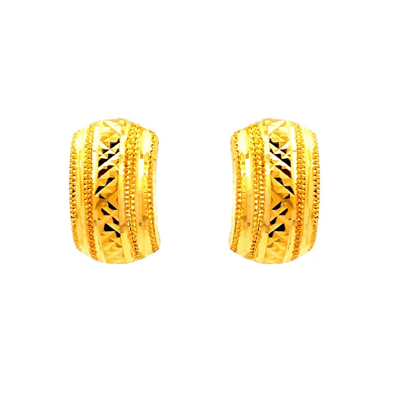Classic 22k Yellow Gold Stud Earrings with Secure Screw Back Closure