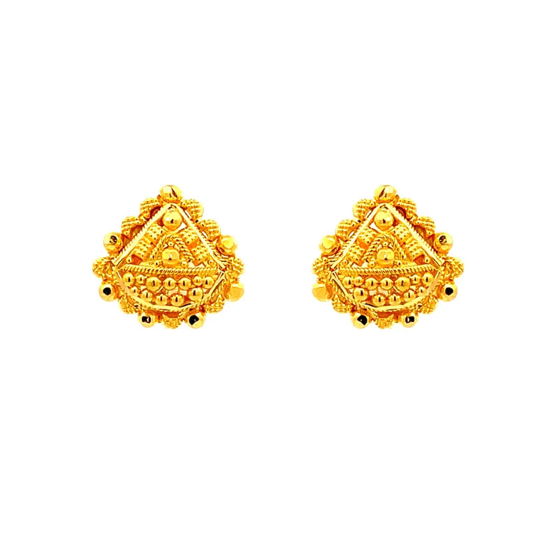 Elegant Gold Stud Earrings, length 12 mm